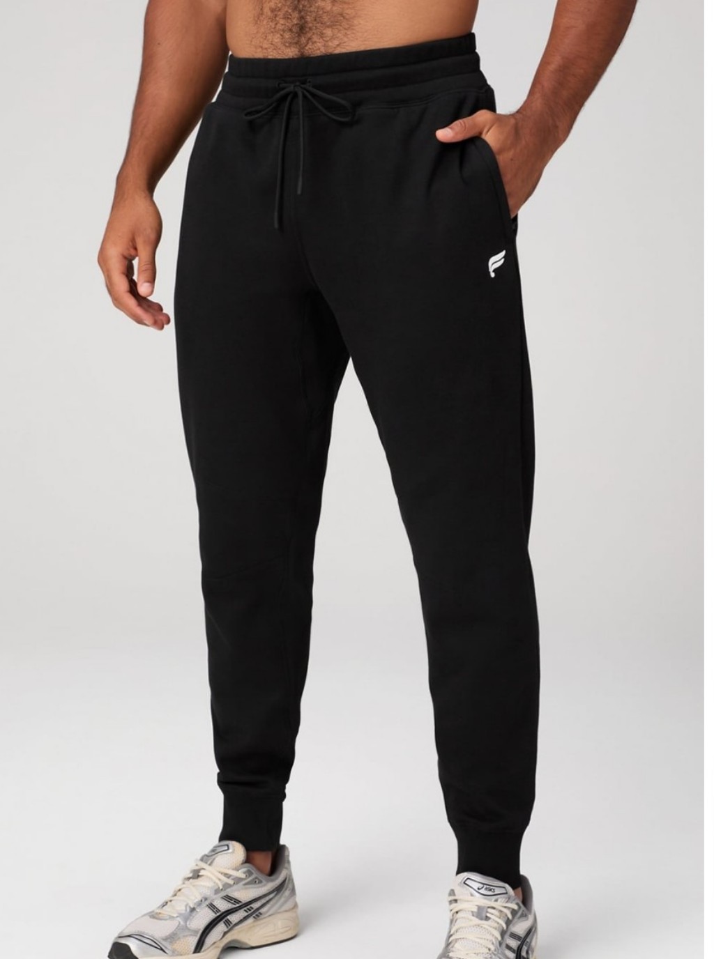Fabletics Men's Black Fleece Jogger Pants - F Logo